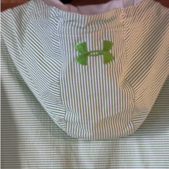 Under Armour Green & White Seersucker Striped Hooded Jacket - MD/M VERY NICE!! - Picture 4 of 8